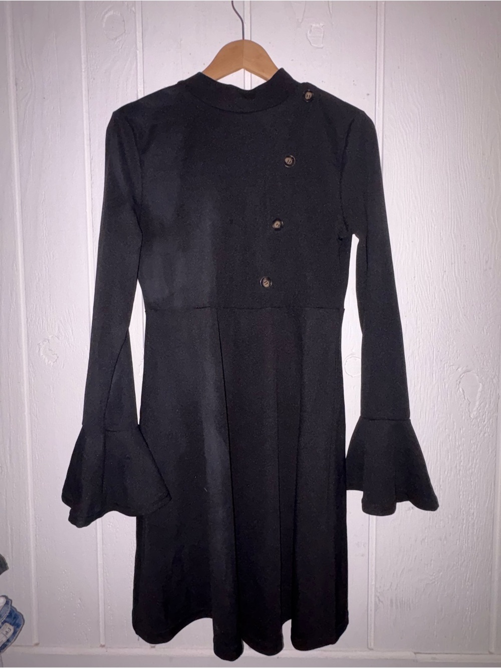 Black Long-Sleeve Bell-Sleeve Dress - Classic Women's Dress